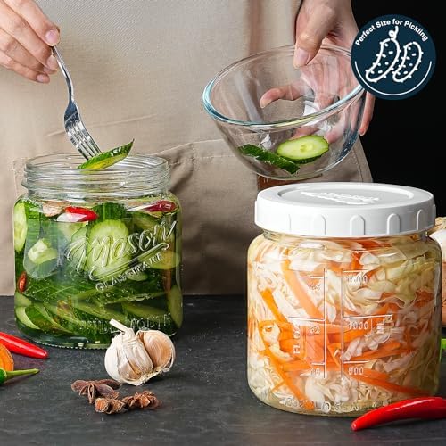 Half Gallon Glass Jar with Lid, 64 Oz Mason Jar for Pantry Storage