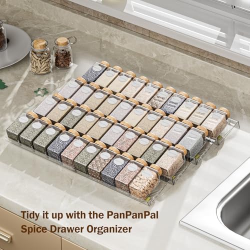 PanPanPal Spice Drawer Organizer, 8 Pack Clear Seasoning Organizer