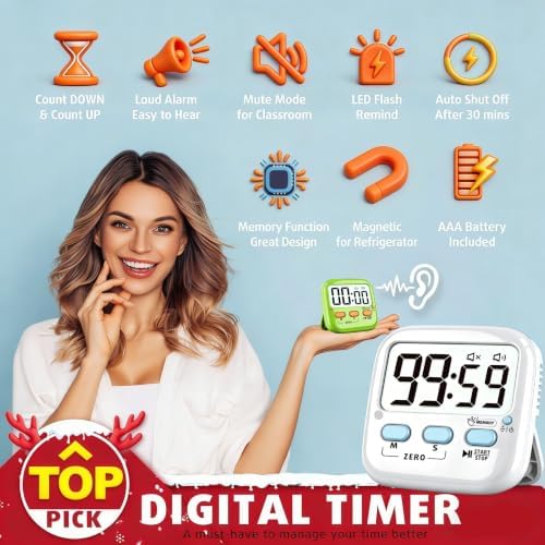 2 Pack Digital Timer for Kids, Classroom and Kitchen