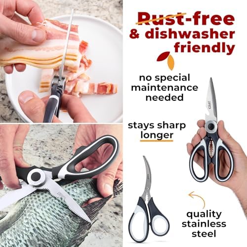 Gidli Kitchen Shears & Seafood Scissors Set - Lifetime Replace.