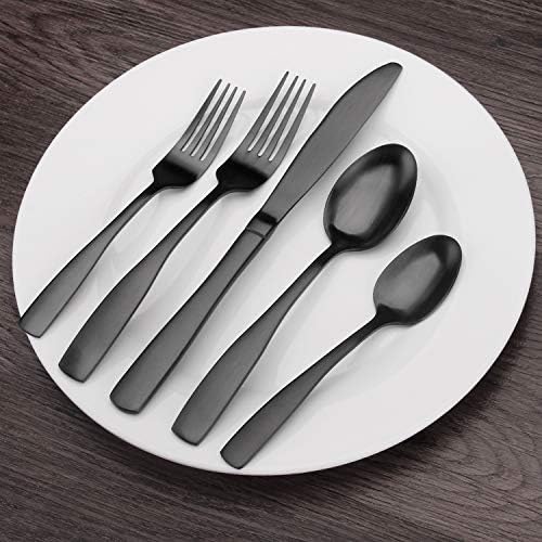 Matte Black Silverware Set, Bysta 20-Piece Stainless Steel Flatware