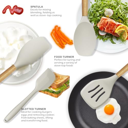 oannao Silicone Cooking Utensil Set, Khaki