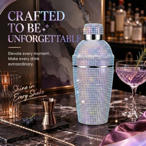 Meanplan 25 oz Diamond Cocktail Drink Shaker Rhinestone Martini Shaker