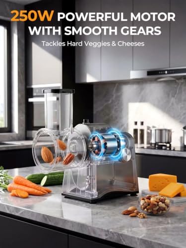 FOHERE 6-in-1 Electric Stainless Steel Cheese Grater