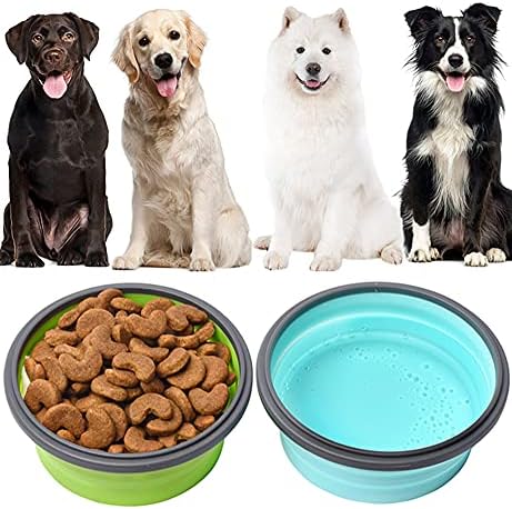 Large Collapsible 40 OZ Travel Dog Bowls, 2 Pack with Lids, Foldable