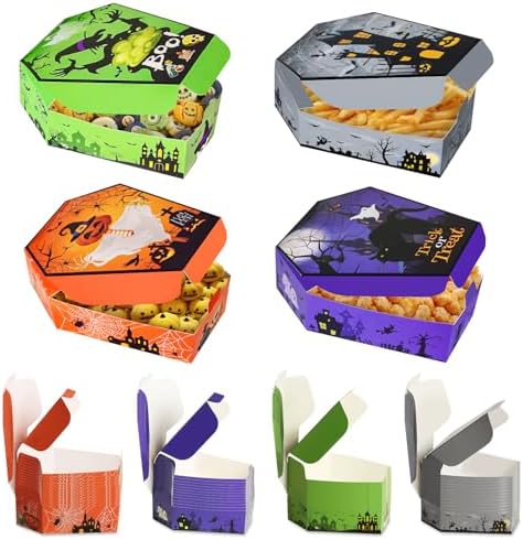 48 Pcs Halloween Paper Food Trays Disposable Treat Nacho Snack Candy