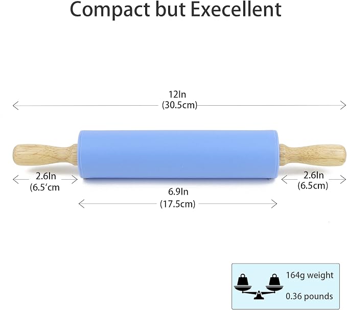 Silicone Rolling Pin for Baking Non-stick Rolling Pin Dough Roller Wooden - Image 3