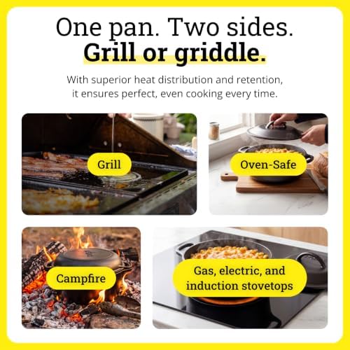 Lodge Pro-Grid Reversible Grill/Griddle, PFAS-Free, 20 x 10.5 Inches
