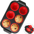 Silicone Muffin Pans for Baking with Metal Frame - 6 Cups Cupcake Pans