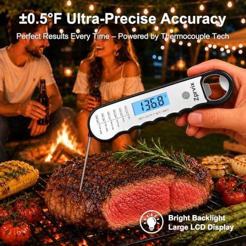 0.5s Instant Read Digital Meat Thermometer, ±0.5°F Accuracy