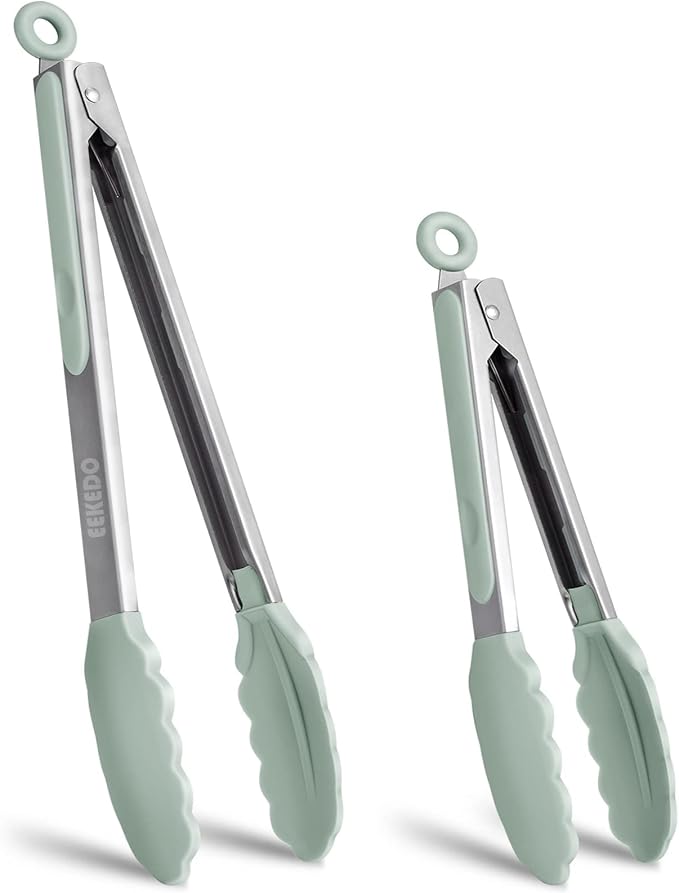 Tongs for Cooking, 600ºF High Heat-Resistant Stainless Steel Kitchen Tongs by EEKEDO