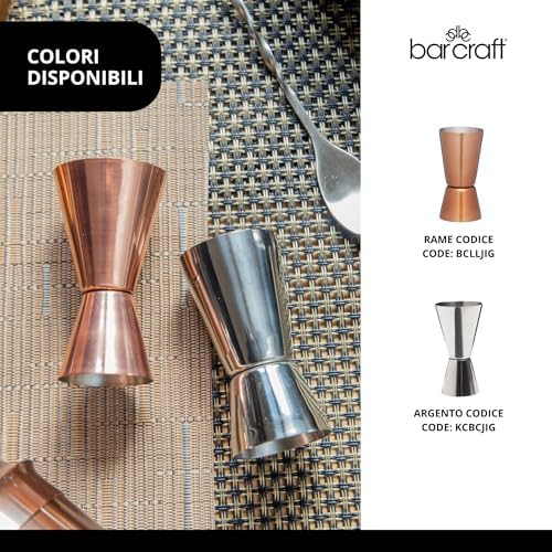 BarCraft Cocktail Jigger Double Glass for Measuring Spirits, Stainless