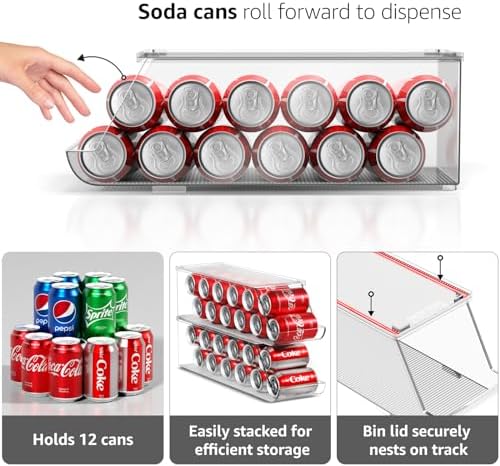 Sorbus Soda Can Organizer for Fridge, 2 Pack
