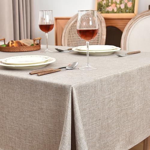 Fitable Nature Faux Linen Tablecloths Rectangle 60 x 84 Inch - 2 Pack