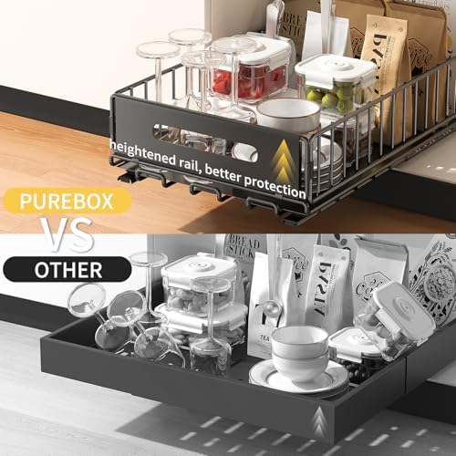 PureBox Pull Out Cabinet Organizer for Kitchen, 2 Pack Slide Out