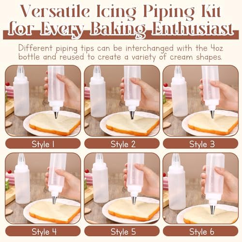 LemonRoad 4 Pcs Piping Bottles for Icing Cookie Decorating Supplies