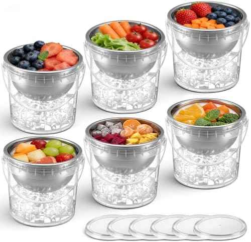 6 Set 34 oz Dip Chiller Bowl with 68 oz Ice Bowl Base with Handle