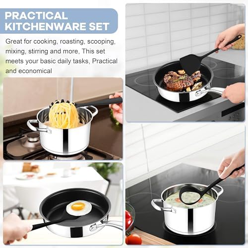 TeamFar 8-Piece Silicone Cooking Utensils Set, Black