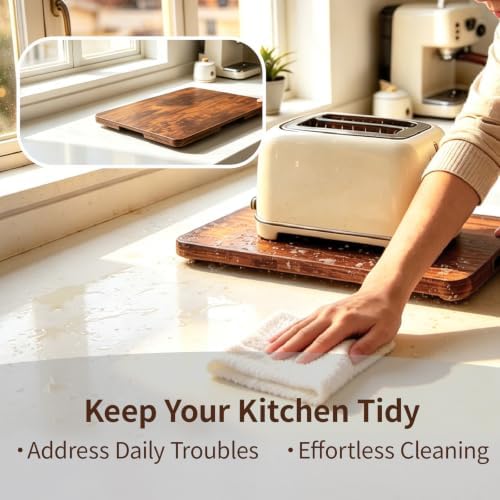 Wood Coffee Maker Appliance Slider Rolling Tray