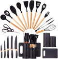 19-Piece Kitchen Utensil and Knife Set, Black