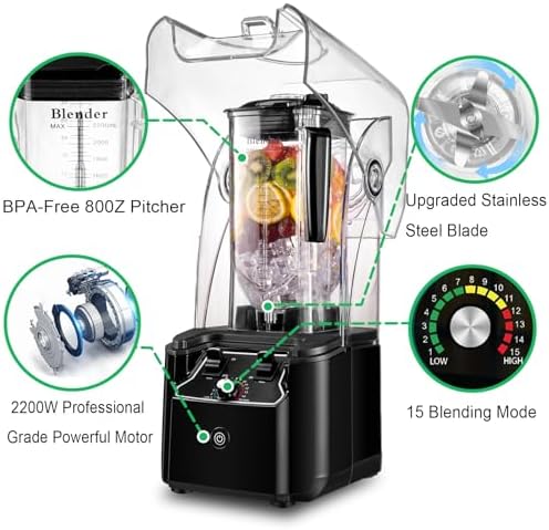 Commercial Blender with Quiet Shield Enclosure, 2200W