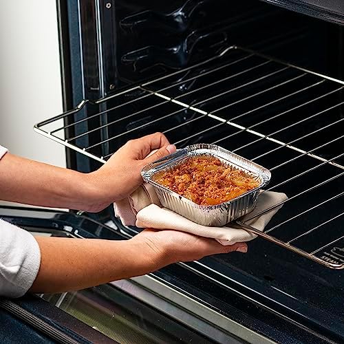 GUSTO 1 lb Disposable Aluminum Foil Takeout Pans with Clear Dome Lids