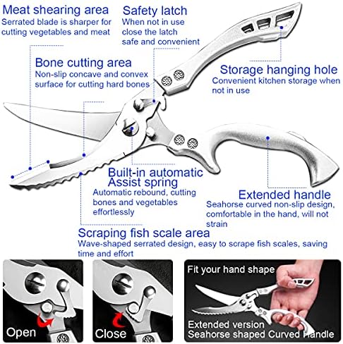 ANDONG Upgrade Heavy Duty Stainless Steel Kitchen Scissors
