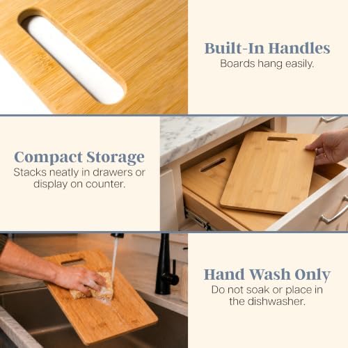 Totally Bamboo Cutting Board Set, 2 Reversible Cutting Boards for
