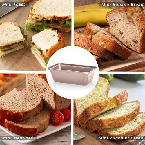 HONGBAKE Mini Loaf Pans for Baking, Nonstick Small Bread Pans of 3, 6