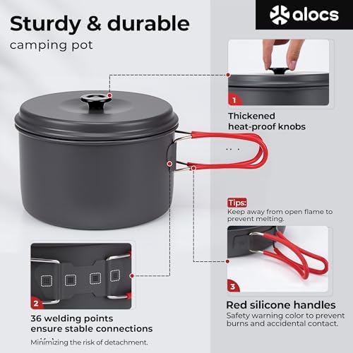ALOCS Camping Cookware Set Camping Gear Compact Camping Pots and Pans