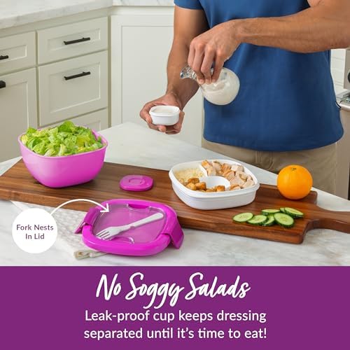 Bentgo Salad Container, Lunch Bowl with 4-Compartment Toppings Tray