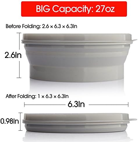 ME.FAN Silicone Collapsible Bowls - Silicone Folding Travel Bowl with