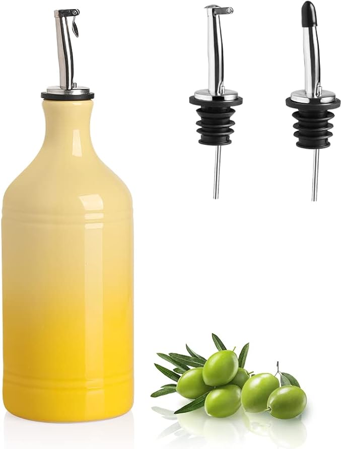 Sweejar Ceramic Olive Oil Dispenser Bottle, Opaque Oil Cruet Protects to Reduce by Sweejarco1949