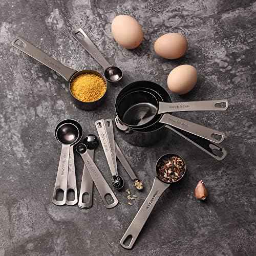 16 Pcs Stainless Steel Measuring Cups & Spoons Set, Black