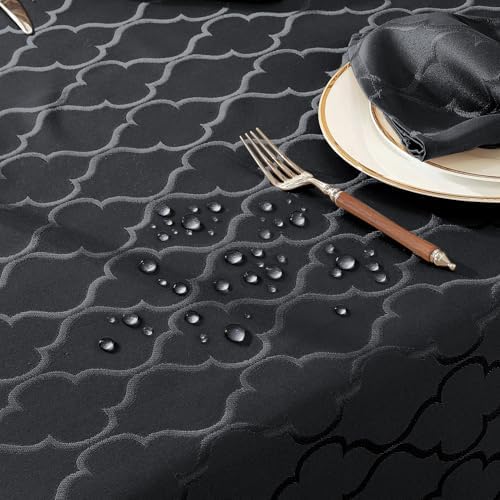 Larponder Fall Black Halloween Tablecloth Rectangle, Jacquard, 52" x