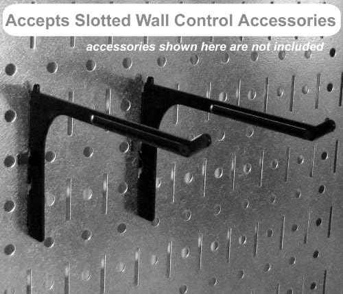 Wall Control Kitchen Pegboard Organizer Pots and Pans Storage Rack Organization Kit with Metallic Silver Pegboard and Black Accessories