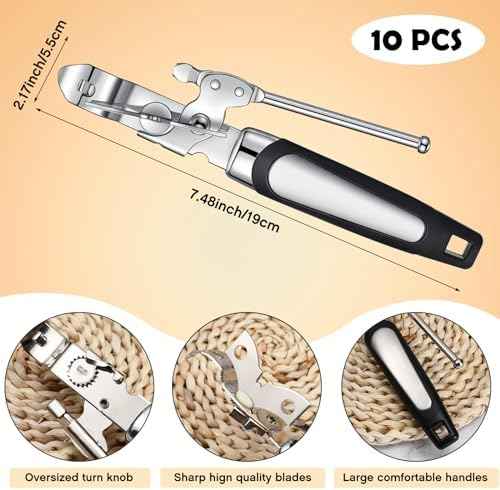 Gisafai 10 Pcs Can Opener Manual Bulk Smooth Edge Handheld Sharp Blade