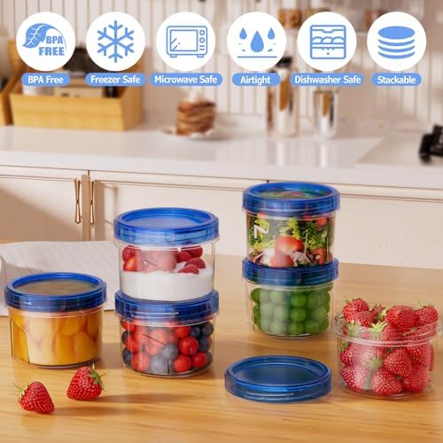6 Pack 16 OZ Freezer Storage Containers with Twist-Top Lids