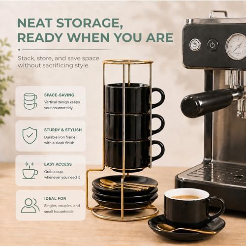 3 Ounce Espresso Cups Set of 4, Black