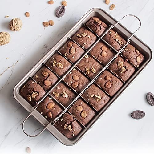 Brownie Pan with Dividers, Non-Stick 18 Pre-cut Crispy Edges, Carbon
