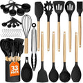 33Pcs Kitchen Utensils Set Silicone Cooking Utensils Set with Wooden