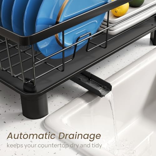 SNTD Dish Drying Rack, 11" W x 15" L, Black
