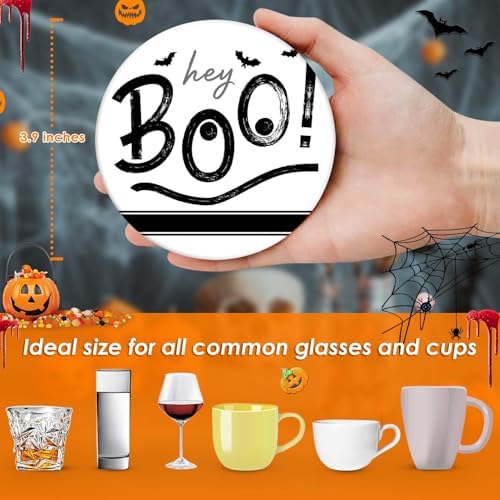 Halloween Coasters for Drinks, Set of 6, Ceramic Stone Cute