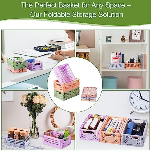 HUUSMOT 6-Pack Collapsible Plastic Storage Baskets