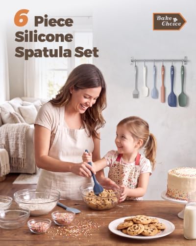 Bake Choice 6-Piece Silicone Spatula Set, Solid Steel Core, Heat