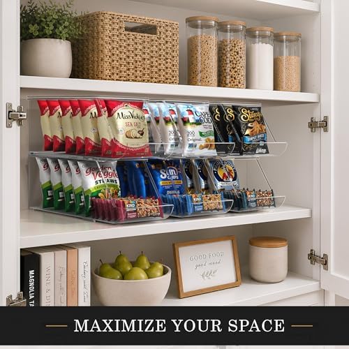 Sorbus Snack Organizer, Clear Stackable Chip Bins, 4 Pack