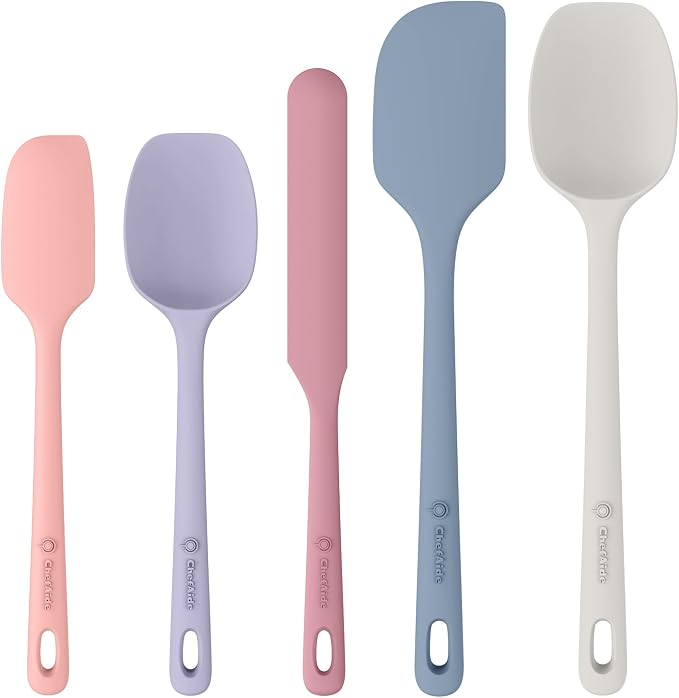 ChefAide 5 Pieces Silicone Spatula Set, Food Grade Rubber Spatula, Upgrade by ChefAide
