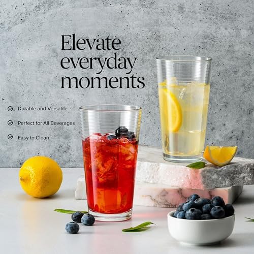 Glaver's Drinking Glasses Set of 10 Highball Glass Cups, Premium