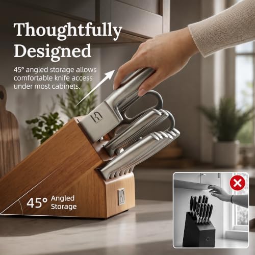 KnifeSaga 14-Piece Knife Set with Block and Sharpener