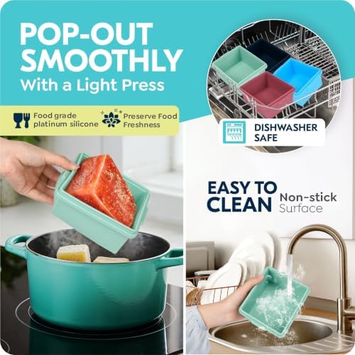 Silicone Soup Freezer Molds with Lids, 2 Cup Large Freezer Tray